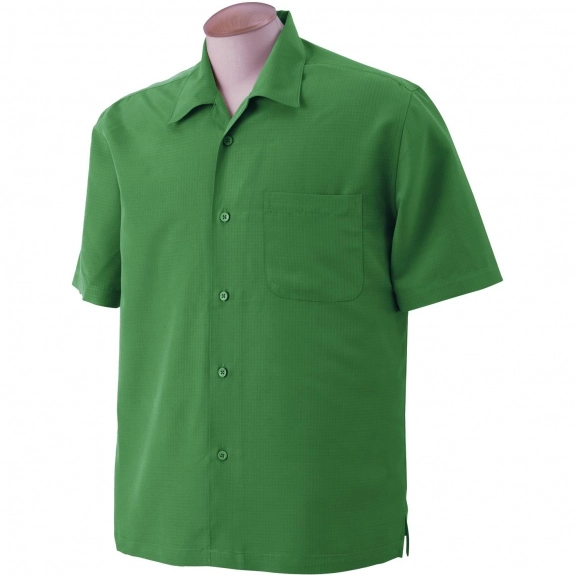 Palm Green Harriton Barbados Textured Custom Camp Shirt - Men's