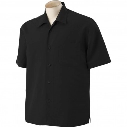 Black Harriton Barbados Textured Custom Camp Shirt - Men's