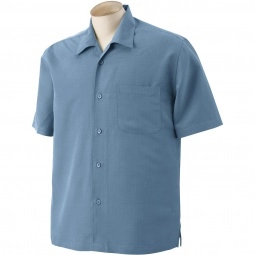 Cloud Blue Harriton Barbados Textured Custom Camp Shirt - Men's
