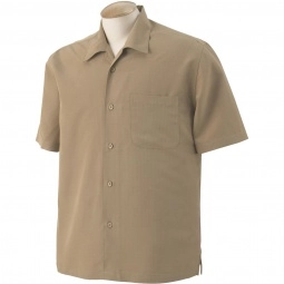 Khaki Harriton Barbados Textured Custom Camp Shirt - Men's