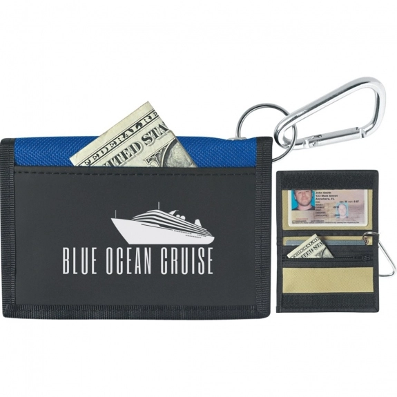 Black w/ Blue Velcro Promotional Wallet w/ Carabiner