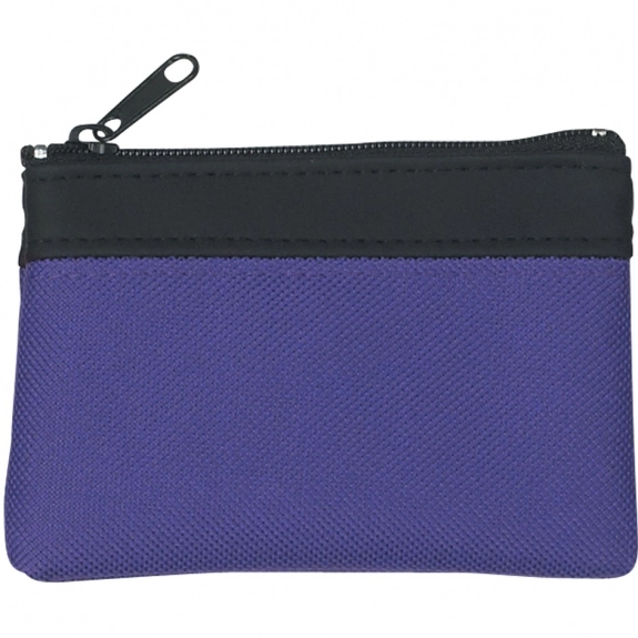 Purple Zippered Custom Logo Coin Pouch