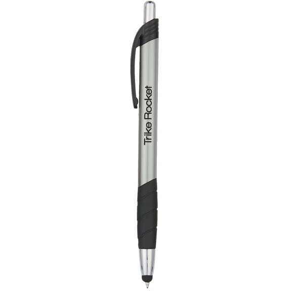 Silver - Zander Promotional Stylus Pen w/ Rubber Grip
