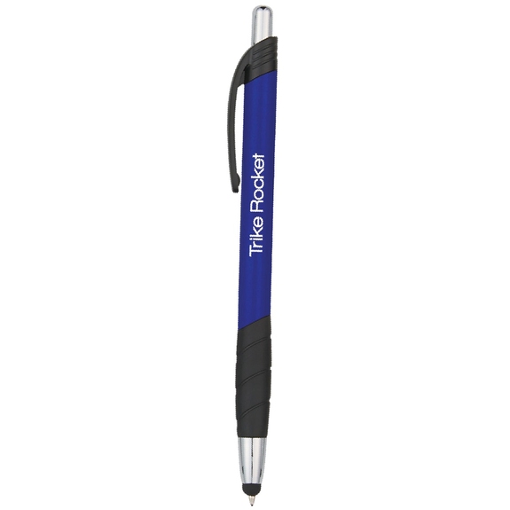 Blue - Zander Promotional Stylus Pen w/ Rubber Grip