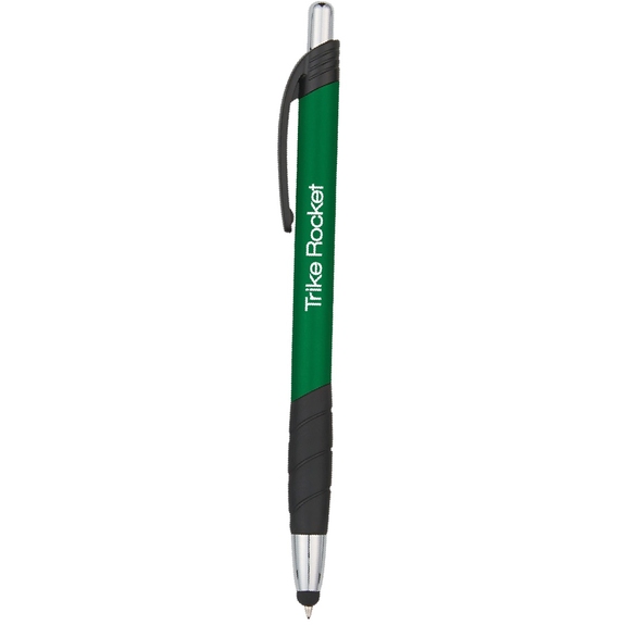Green - Zander Promotional Stylus Pen w/ Rubber Grip