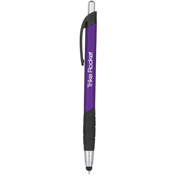 Purple - Zander Promotional Stylus Pen w/ Rubber Grip