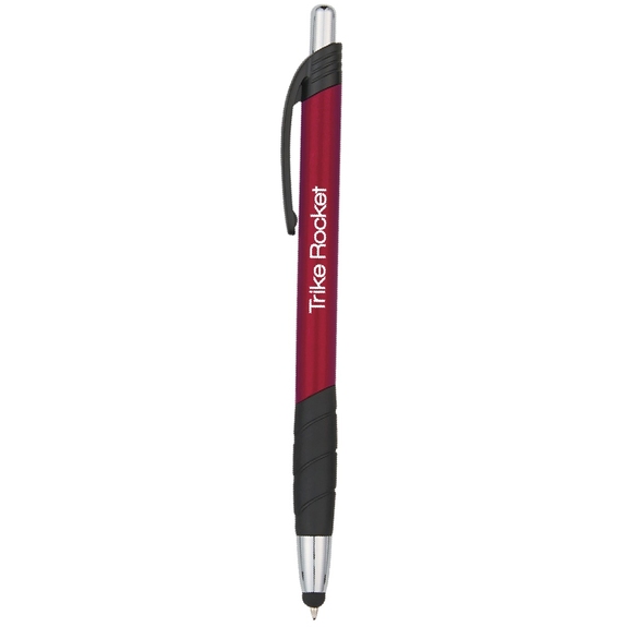 Red - Zander Promotional Stylus Pen w/ Rubber Grip