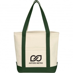 Forest Green Heavy Cotton Canvas Custom Boat Tote Bag - 15"w x 12"h x 5"d