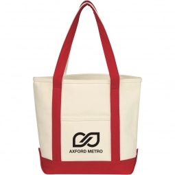 Red Heavy Cotton Canvas Custom Boat Tote Bag - 15"w x 12"h x 5"d
