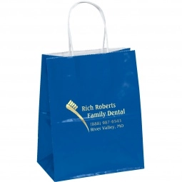 Blue Gloss Finish Custom Bag w/ Twisted Paper Handles