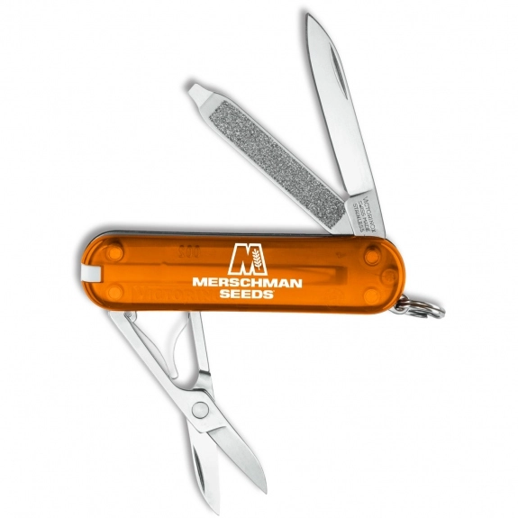 Translucent orange Classic Promotional Pocket Knife by Victorinox Swiss Arm