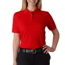 Red UltraClub Classic Pique Custom Polo Shirt - Women's