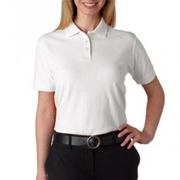 White UltraClub Classic Pique Custom Polo Shirt - Women's