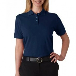 Navy UltraClub Classic Pique Custom Polo Shirt - Women's
