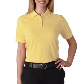 Yellow UltraClub Classic Pique Custom Polo Shirt - Women's