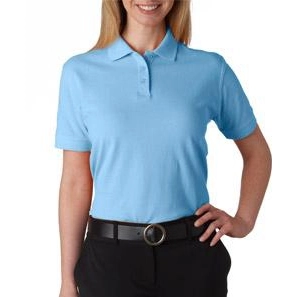 Baby Blue UltraClub Classic Pique Custom Polo Shirt - Women's