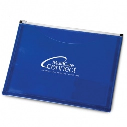 Blue Zippered Pocket Portfolio - 13"w x 9.7"h
