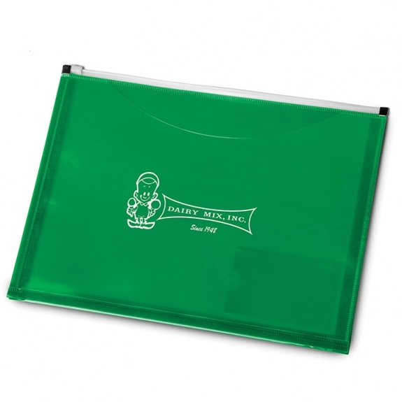 Green Zippered Pocket Portfolio - 13"w x 9.7"h