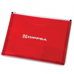 Red Zippered Pocket Portfolio - 13"w x 9.7"h
