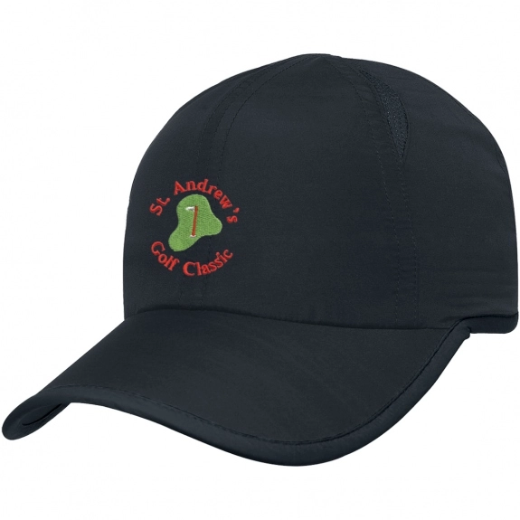 Black Sports-Dry Promotional Cap - Embroidered