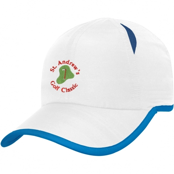 White/Royal Sports-Dry Promotional Cap - Embroidered