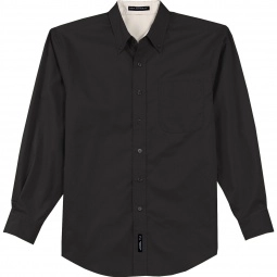Black/Light Stone Port Authority Long Sleeve Easy Care Custom Shirt - Men's