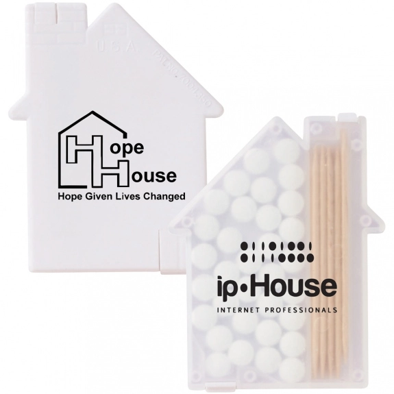 White Custom Mints and Toothpick Dispenser - House