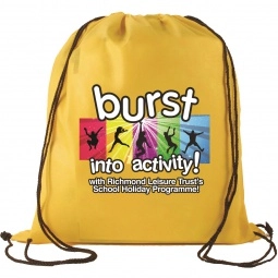 Yellow Full Color Non-Woven Promotional Drawstring Backpack