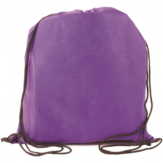Purple Full Color Non-Woven Promotional Drawstring Backpack