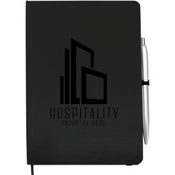 Black - Leatherette Premium Custom Journal w/ Click Pen