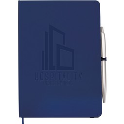 Navy - Leatherette Premium Custom Journal w/ Click Pen