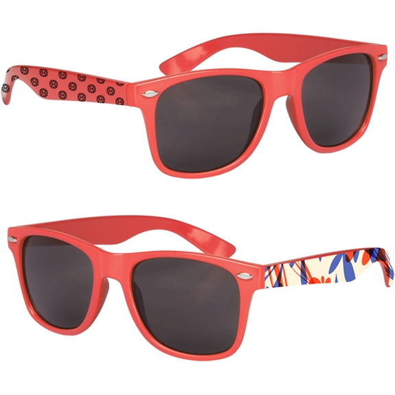 Coral - Full Color Custom Logo Malibu Sunglasses