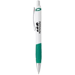 White/Green- Crackle Custom Branded Pen w/ Rubber Grip