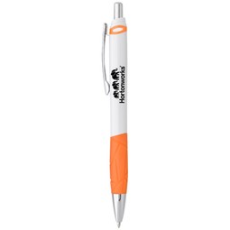 White/Orange - Crackle Custom Branded Pen w/ Rubber Grip