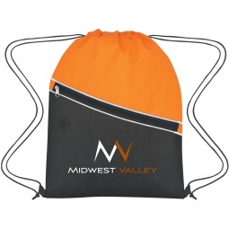 Orange Non-Woven Two-Tone Promo Drawstring Backpack 