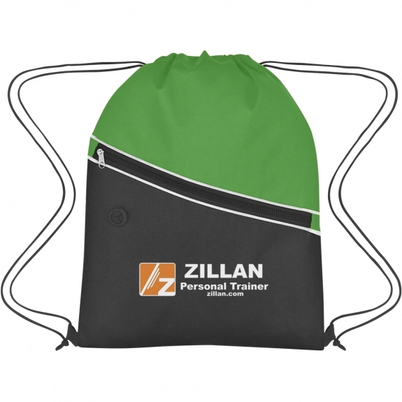 Lime Non-Woven Two-Tone Promo Drawstring Backpack 
