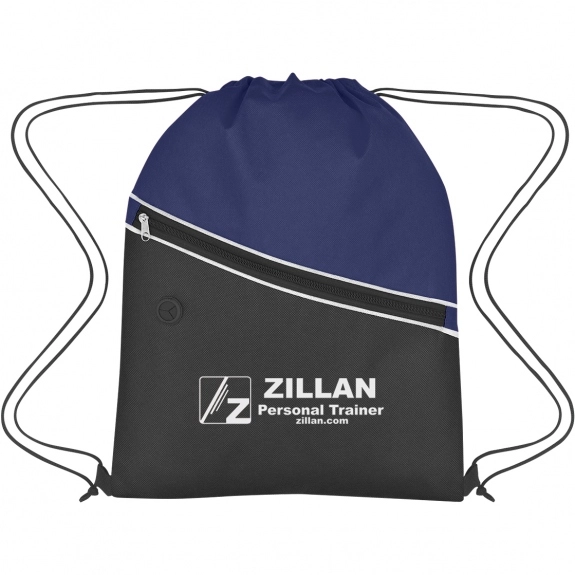 Navy Non-Woven Two-Tone Promo Drawstring Backpack 