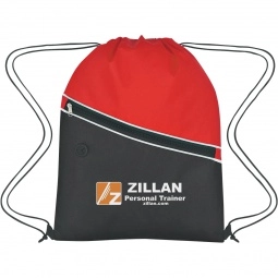Red Non-Woven Two-Tone Promo Drawstring Backpack 