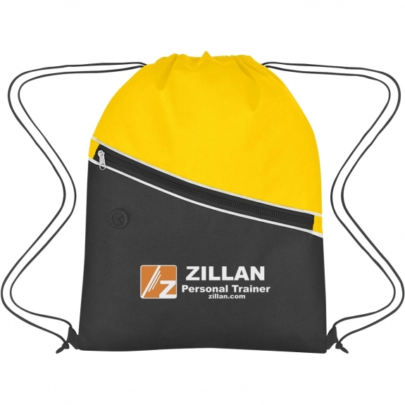 Yellow Non-Woven Two-Tone Promo Drawstring Backpack 