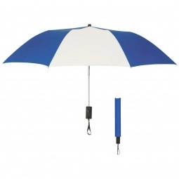 Royal Blue/White Auto-Open Folding Custom Umbrellas