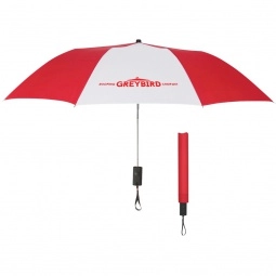 Red/White Auto-Open Folding Custom Umbrellas