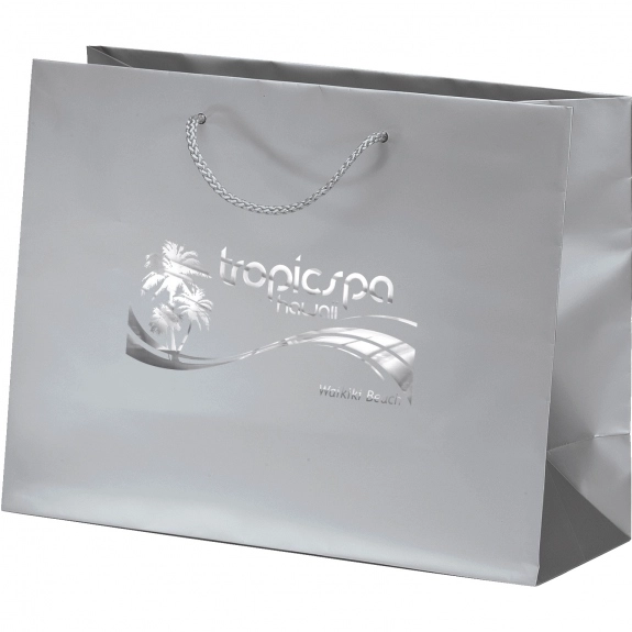 Silver Euro Logo Tote Bag Shopping Bag - 13"w x 10"h x 5"d