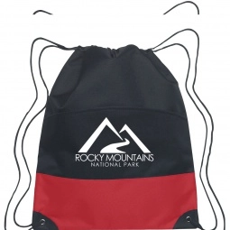 Red Two-Tone Custom Drawstring Bag - 13.5"w x 17"h