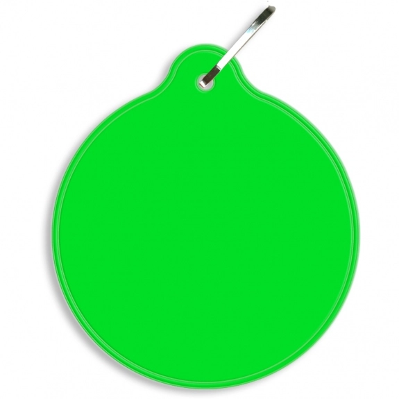 Fluor. Green Round Reflective Promotional Zipper Pulls
