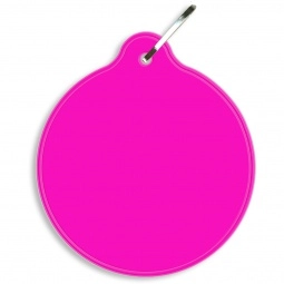 Fluor. Pink Round Reflective Promotional Zipper Pulls