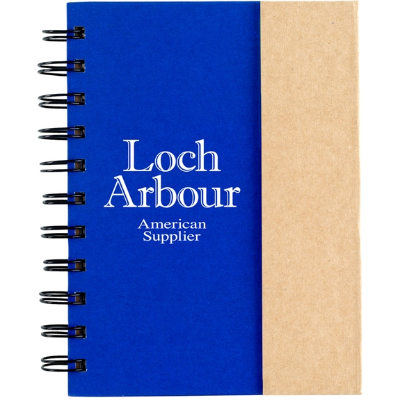 Blue - Small Lined Branded Spiral Notebook w/ Sticky Notes & Flags