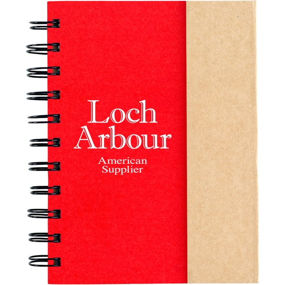 Red - Small Lined Branded Spiral Notebook w/ Sticky Notes & Flags