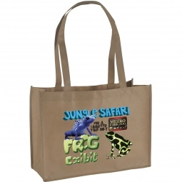 Khaki Full Color Custom Non-Woven Shopper Tote Bag