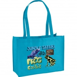 Aqua Full Color Custom Non-Woven Shopper Tote Bag