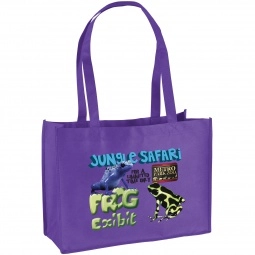 Purple Full Color Custom Non-Woven Shopper Tote Bag